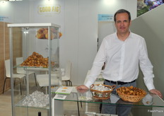 Pedro Jara, de Good Fig, permitió degustar a los visitantes de Fruit Logistica sus higos deshidratados que cultiva en Almoría (Extremadura)