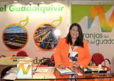 Beatriz Raso, en el stand de Naranjas del Valle del Guadalquivir