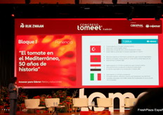 Ana Cabrera, Técnica de Mercados de Grupo Cajamar, repasó los 50 años de evolución del cultivo de tomate en el arco mediterráneo poniendo cifras a la producción y exportación de países como Turquía, Marruecos, Egipto, Italia y España que, compartiendo un mismo mar, pertenecen a 3 continentes diferentes
