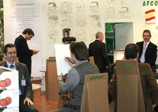 Un caricaturista retrató al equipo de Plaform y AFCO durante la feria. Aquí le tocó a Juan Antonio Mendicote León (AFCO)