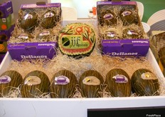 Sabrosos melones expuestos en el stand de Agricola JJF