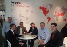 Stand de Decco, productor y distribuidor de soluciones para el tratamiento de poscosecha. En la foto, Philippe Darriacarrère (para Argentina) , Daniel Alabadi (worldwide), Miguel Sanchís (España), Muli Einhoren (Israel), André Muulman.