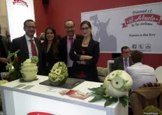 Raúl Sempere, Carmen Egea, José Luís Rodríguez y Virginia Parra en el stand de Procomel promocionando un año más, la marca El Abuelo de los Melones.