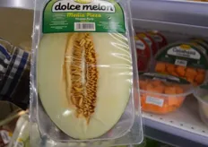 Uno de los productos estrella de cuarta gama de la feria fue la media pieza de melón envasada Dolce Melon, de PERIS.