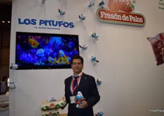 Jaime Zaforas, Responsable de Marketing de Fresón de Palos, presentando su próxima campaña de fresa, siendo patrocinadores de la nueva película de animación Los Pitufos “La Aldea Escondida”.