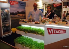 Nuno Alves e Isabel Cortinhas, de Vitacress Portugal, conocida por los berros, las lechugas y las hierbas frescas.