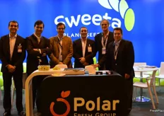 Stand de Polar Fresh Group, donde se encontraban Ignacio Morales C., Manuel Aspillaga G., Jorge Torres G. y Andrés Kuznar K.