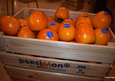 Kakis PERSIMON expuestos en el stand de la D.O.P KAKI RIBERA DEL XÚQUER. 