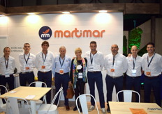 Luis Sainz de Rozas, Raúl Gordillo, Gonzalo Leyva, Francisco de Asís Riego, Josefa Ramos, Alberto Riego, José Manuel López, Luís Navas y Pablo Benítez, en stand de la empresa sevillana Martimar.