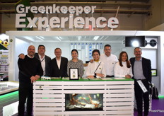 Equipo de GreenKeper Iberia: Alejandro Hernández, Pompeo Bonastra, Ramón Geli (que celebró su cumpleaños en la feria), Diana Vargas, Mónica Sabater, Jacobo Vidal, Mireia Oidor y Stefano Guisto