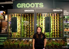 Andrea Aguilar en el stand de Groots, especializados en agricultura vertical. La compañía está poniendo en marcha una nueva granja de 3.000 m² con la que aumentará notablemente su producción