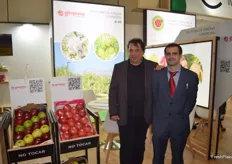 David Casadellà y Narcís Fernández, de Giropoma, única empresa que conforma la IGP Poma de Girona que expuso en esta edición de la feria.